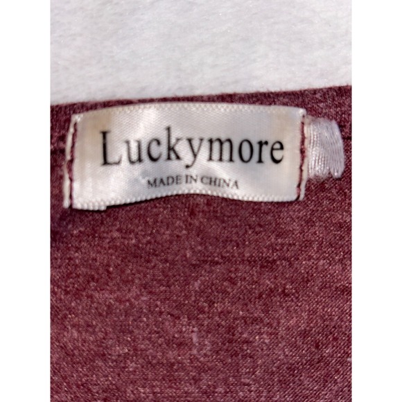 Luckymore Heathered Midi Tunic Dress Womens Maroon Racerback Scoop Neck Casual - Picture 4 of 7